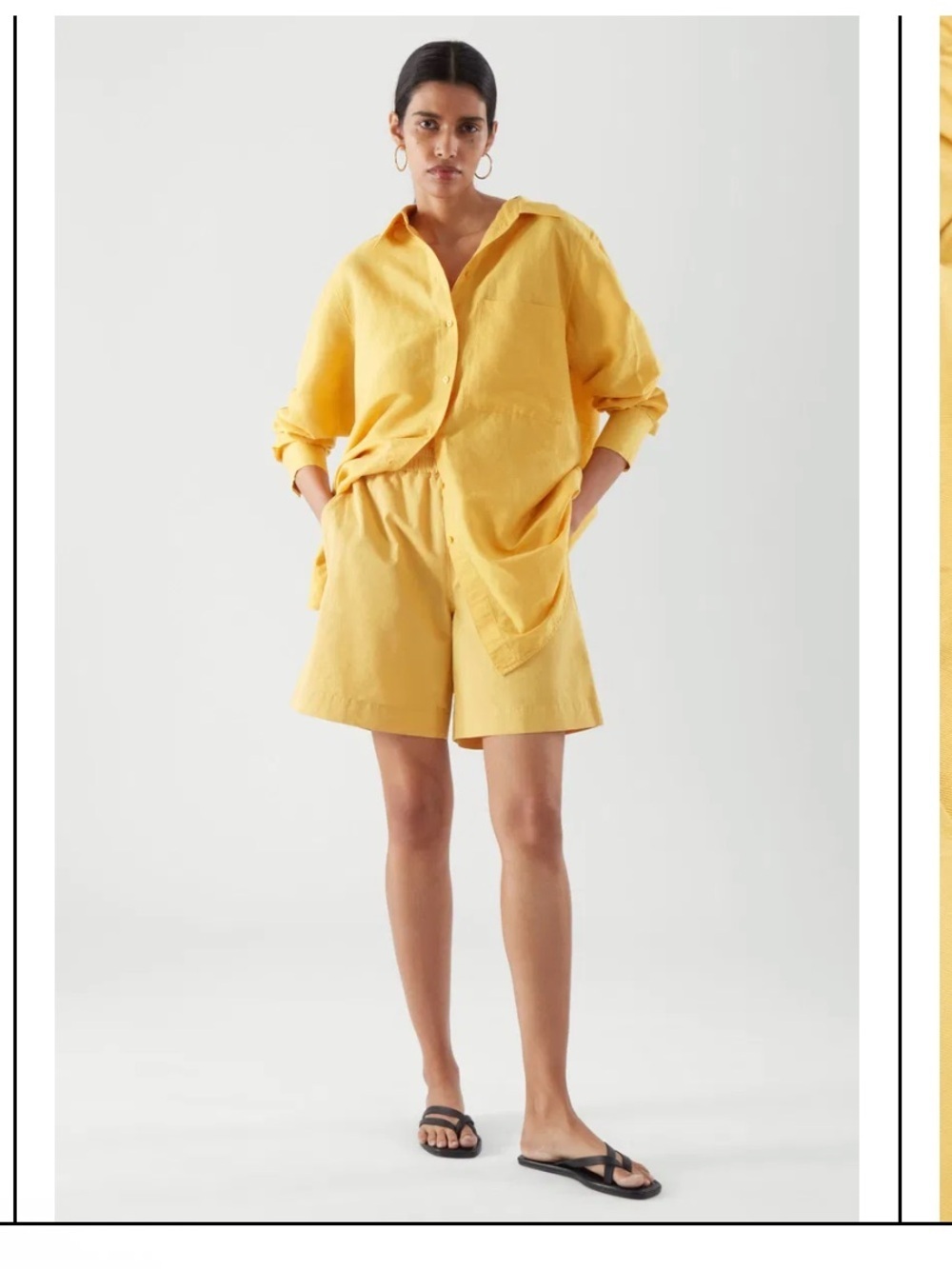 COS Women's Mustard Yellow Bermuda 100% Cotton Shorts -